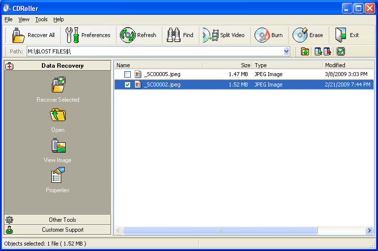 CDRoller - Flash Data Recovery. Recovers lost data from flash memory cards